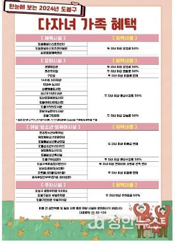 도봉구 다자녀 가족 혜택 안내 포스터