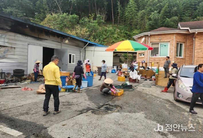 아산면 의용소방대, 화재 피해현장 복구