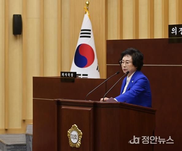 광주 서구의회 고경애 의원이 제334회 임시회 중 본회의에서 발언하고 있다. (광주 서구의회 제공)
