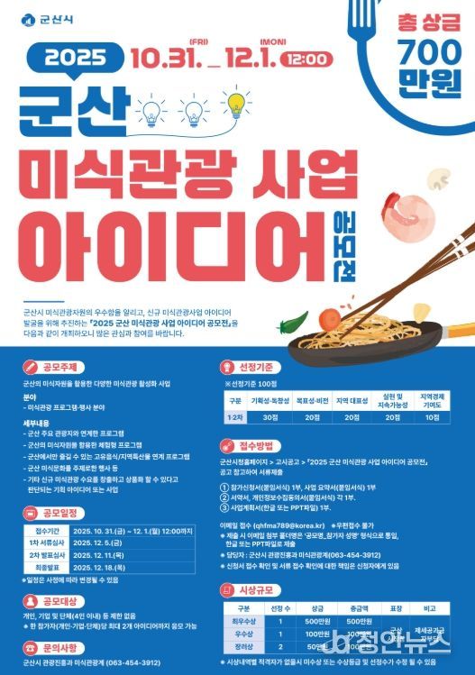 2025 군산 미식관광 사업 아이디어 공모전