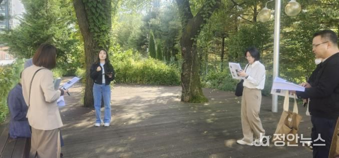시온고등학교 학교숲 현장평가 모습