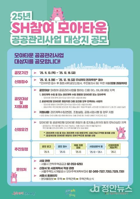 ‘2025년 SH참여 모아타운 공공관리사업 대상지 공모’ 포스터