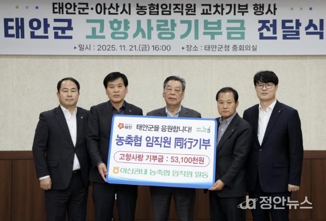 NH농협 아산시지부, 태안군에 고향사랑기부금 5310만 원 전달