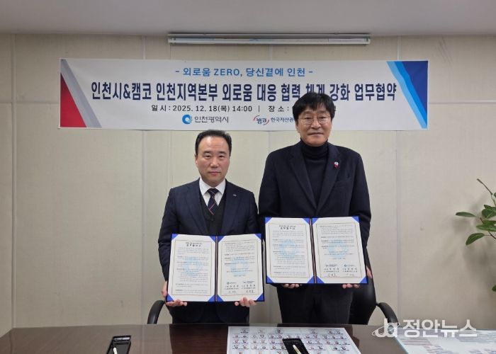 인천시-캠코 인천본부,‘외로움 ZERO 인천’위한 업무협약 체결