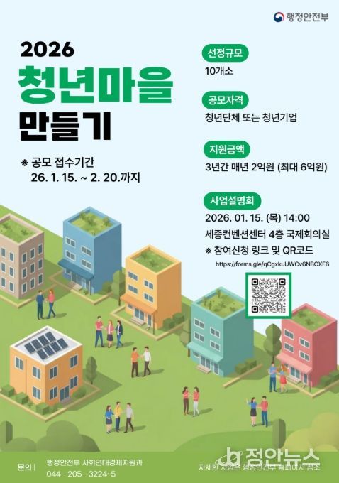 '2026년 청년마을 만들기 사업설명회' 포스터