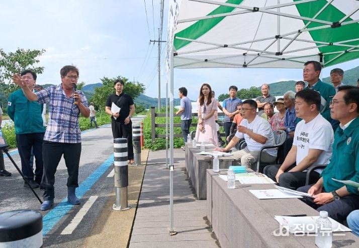 국정기획위원회가 지난해 7월 22일 북면 은지리와 상동리 일원 현장 방문을 실시했다