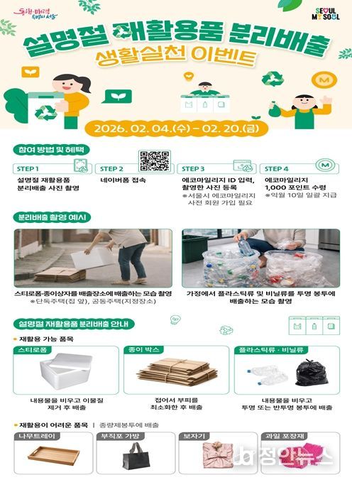 '설명절 재활용품 분리배출 생활실천 캠페인' 안내문