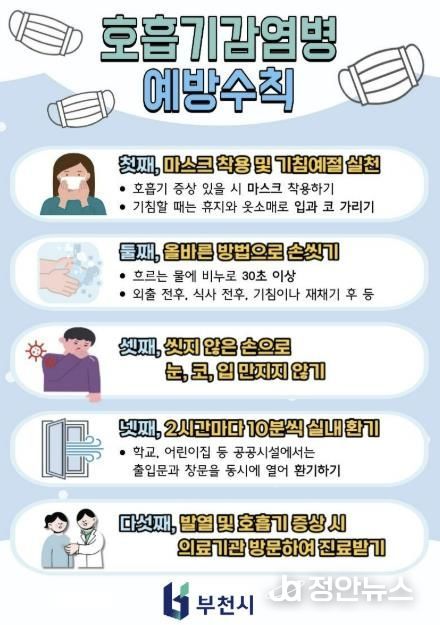 호흡기감염병 예방수칙 안내 이미지