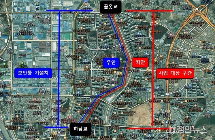풍영정천 산책로 위치도