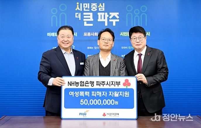 파주시, 엔에이치(NH)농협은행 파주시지부 후원으로 여성폭력 피해자 자활지원 나서