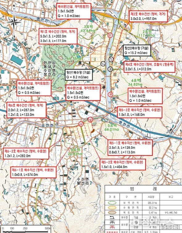 1. 발산·장산지구 배수개선사업계획 평면도.