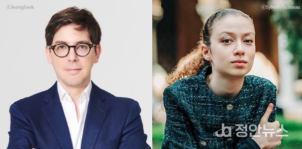 왼쪽부터 아드리앙 페뤼숑(지휘), 아리엘 벡(피아노) (사진제공=부천시립예술단)