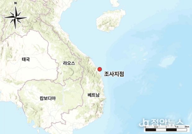 베트남 꽝응아이성 빈쩌우만 쩌우투언 해역 위치도